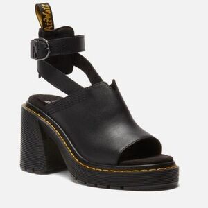 Dr. Martens Millie Black Chunky Heel Sandals with Adjustable Ankle Strap